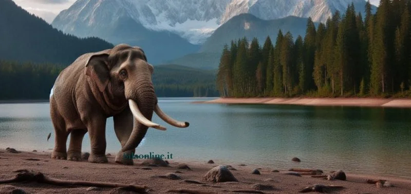 Elefante antico sulla sponda del lago Cecita